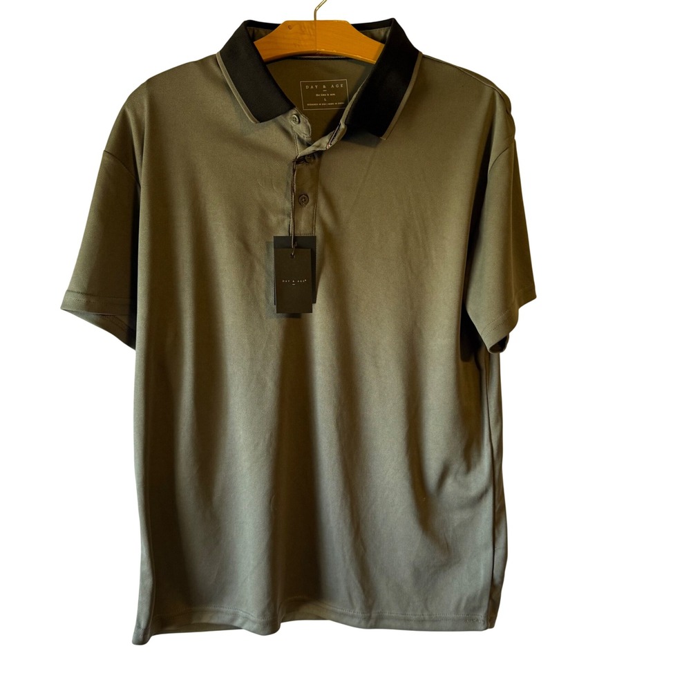 Mens Gray Short‎ Sleeve Polo Shirt Size L Casual Golf Athletic NWT Preppy